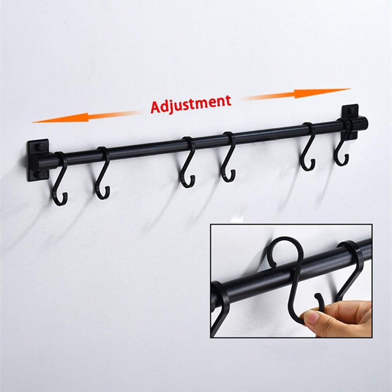 Plantex Stainless Steel Cloth Hanger Wall Mounted with Hanging Hooks - Hook Rail for Bathroom/Kitchen Accessories (Black) - Image 4