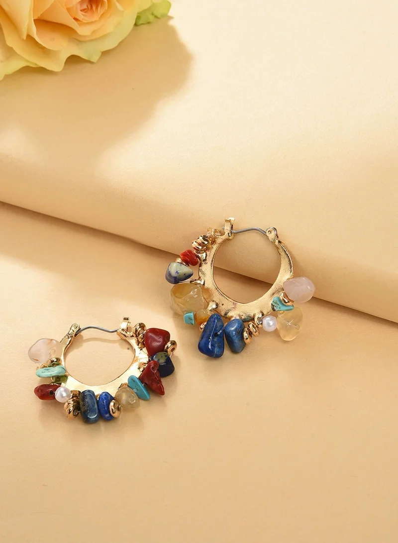 SOHI Multicoloured Contemporary Artificial Hoop Earring Jewellery