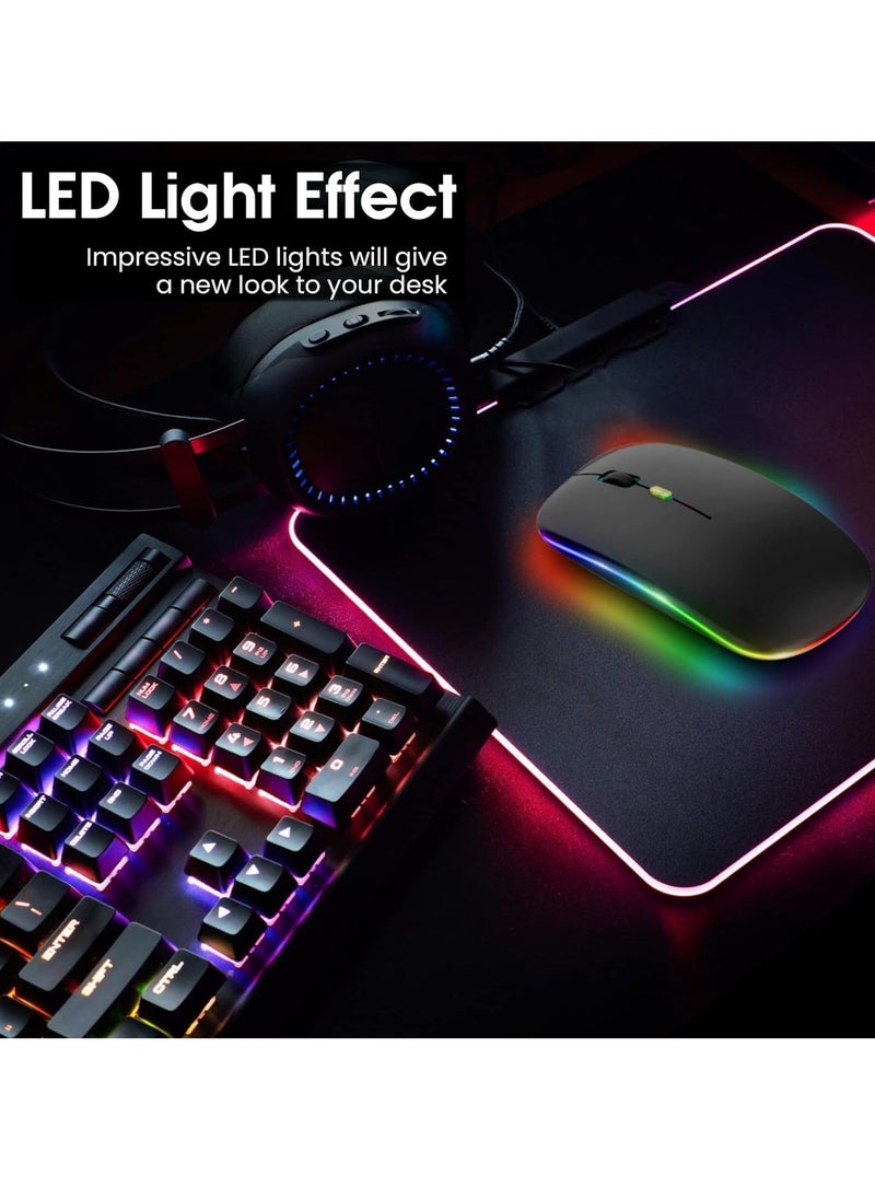 Ultra-Thin Wireless Bluetooth Mouse ,Bluetooth 5.1 + USB, 2.4G Rechargeable 500.0 mAh Wireless Silent Mouse Ergonomic Design 3 Adjustable DPI