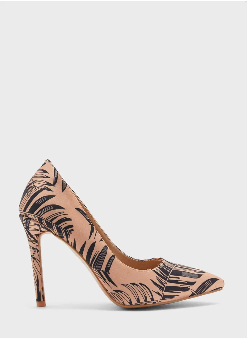 خزانة Satin Palm Print Pointed Pump