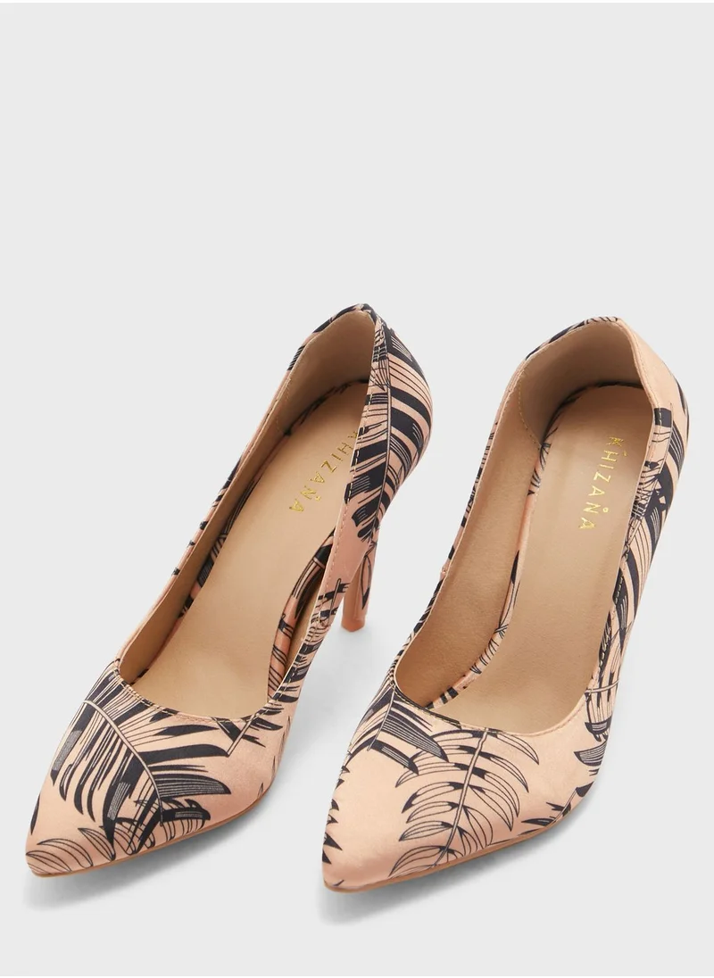 خزانة Satin Palm Print Pointed Pump