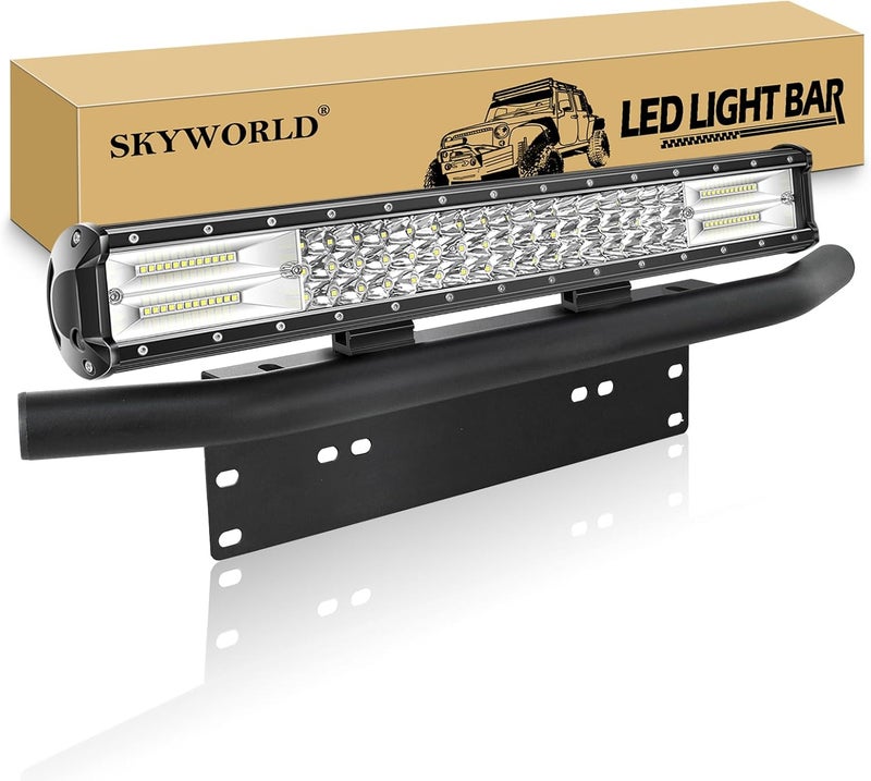 SKYWORLD LED Light Bar, 7D 20 inch 288W Spot Flood Combo Beam with Mounting Bracket - Image 1