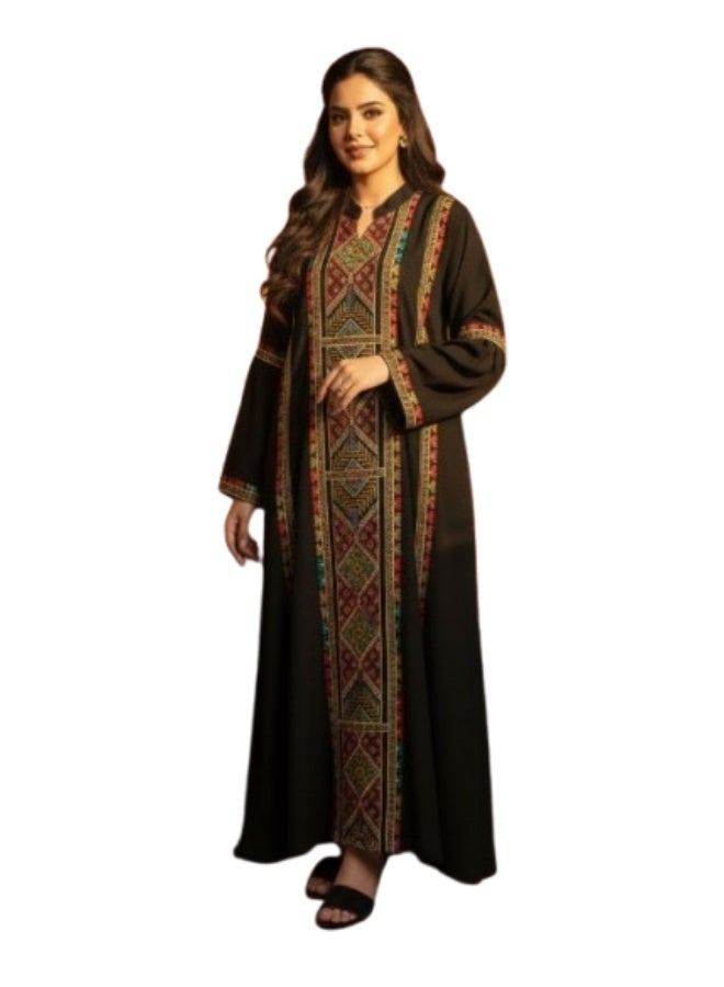 عباية حريمي مطرزة خامة كتان أنيقة – مناسبة للخروج والاستقبال – تصميم عصري مريح - Image 1