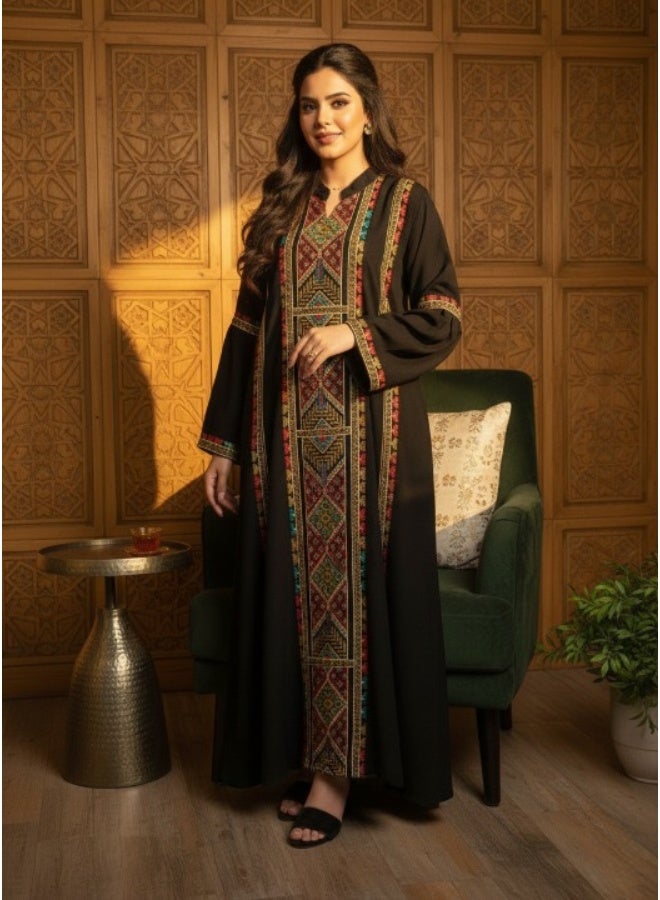 عباية حريمي مطرزة خامة كتان أنيقة – مناسبة للخروج والاستقبال – تصميم عصري مريح - Image 3