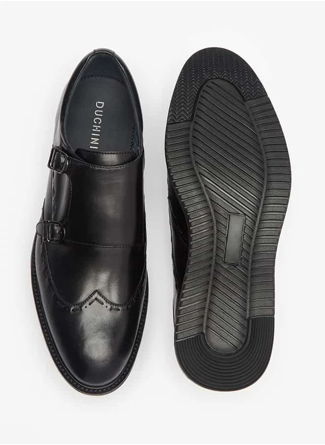 DUCHINI Men's Solid Slip-On Monk Shoes