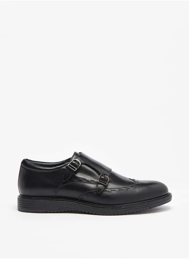 DUCHINI Men's Solid Slip-On Monk Shoes
