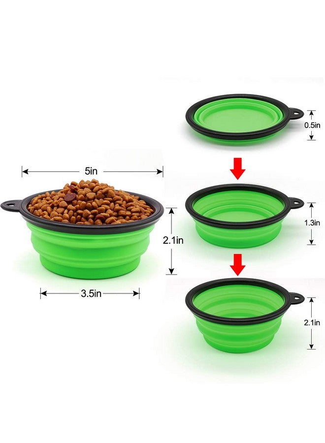 وعاء طعام للكلاب والحيوانات الأليفة قابل للطي، عبوة من قطعتين للقطط والكلاب، طبق طعام محمول للحيوانات الأليفة للمشي أو وقوف السيارات أو السفر مع حلقتين تثبيت (صغير، أزرق + أخضر) - Image 3
