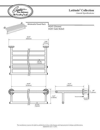 Gatco 4247 Latitude II 24Inch Towel Rack with Bar Wall Mounted Bathroom Towel Rack Chrome - Image 3