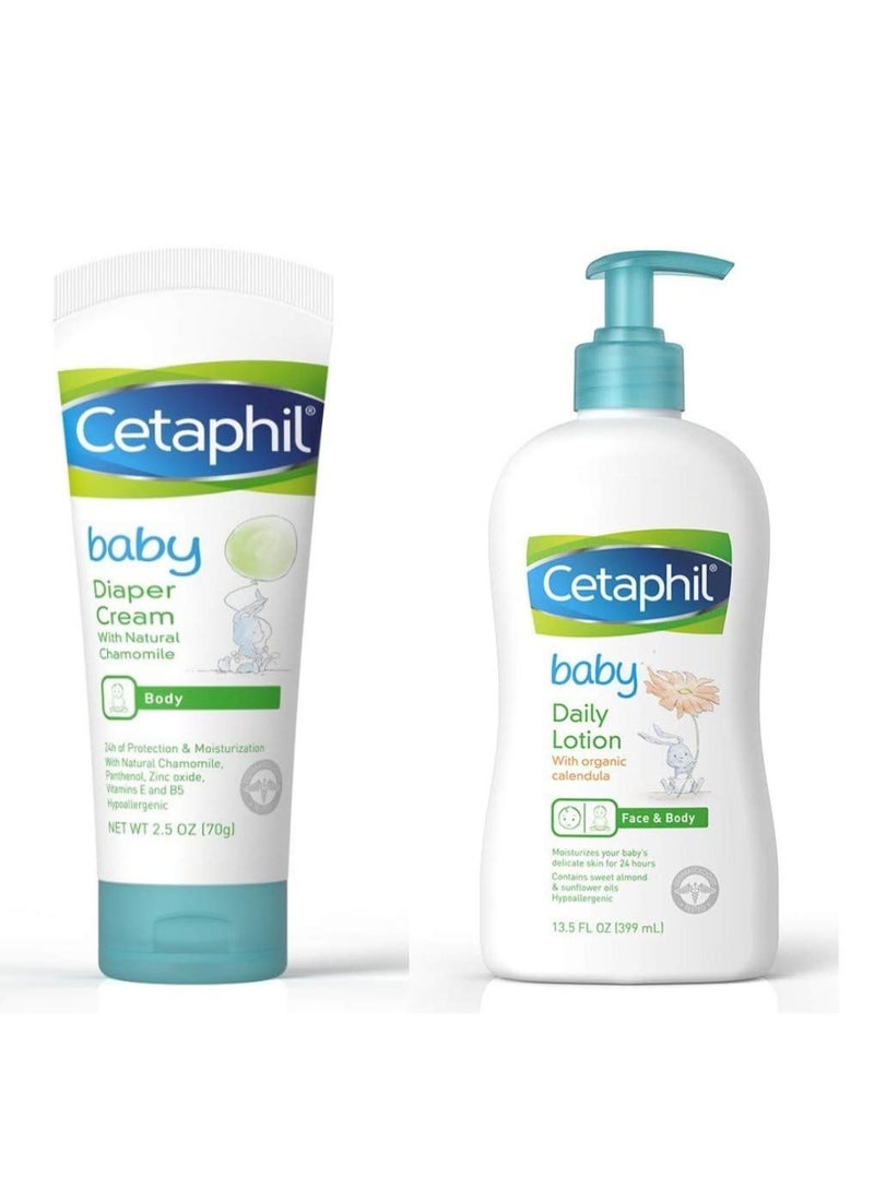 Cetaphil Baby Diaper Cream 70g and Calendula Lotion 399 ml Combo - Image 1