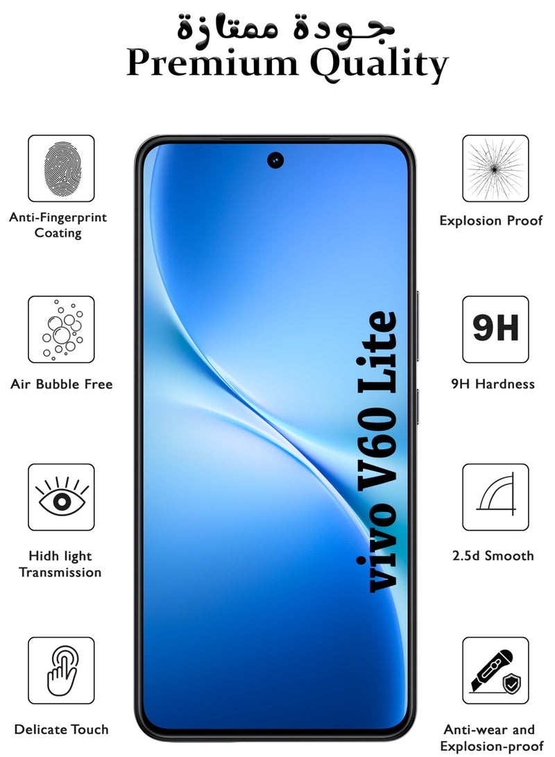 واقي شاشة لهاتف فيفو V60 لايت (عبوة من قطعتين) | زجاج مقسّى متوافق مع فيفو V60 لايت | واقي شاشة عالي الدقة بالكامل، زجاج مقسّى مقاوم للخدش، تغطية كاملة من الحافة إلى الحافة، مع طقم تركيب سهل - أسود - Image 2