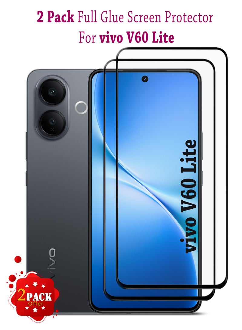 واقي شاشة لهاتف فيفو V60 لايت (عبوة من قطعتين) | زجاج مقسّى متوافق مع فيفو V60 لايت | واقي شاشة عالي الدقة بالكامل، زجاج مقسّى مقاوم للخدش، تغطية كاملة من الحافة إلى الحافة، مع طقم تركيب سهل - أسود - Image 1