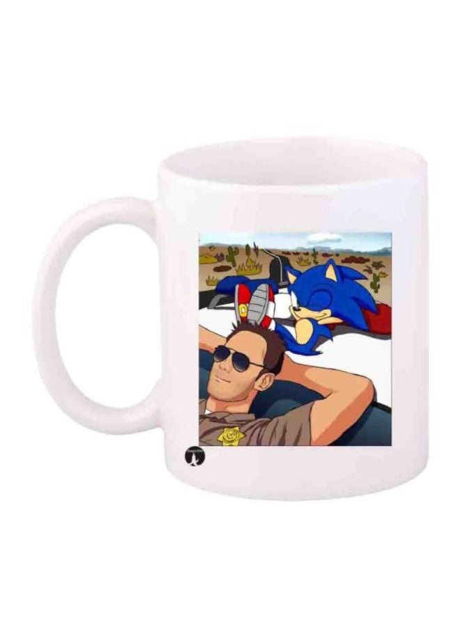 RYN Sonic Game Character Printed Coffee Mug White/Blue/Brown