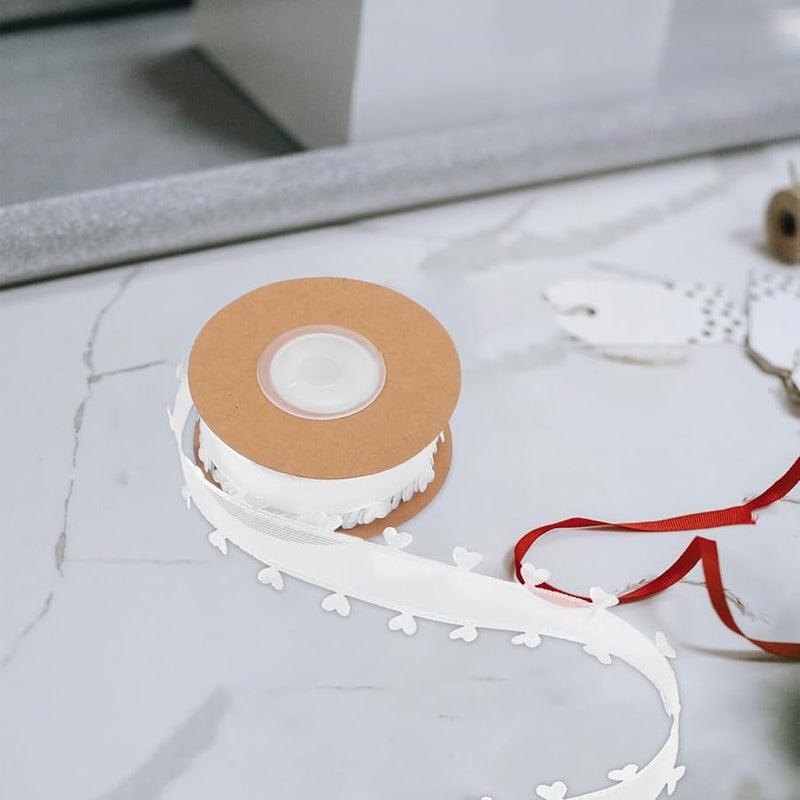 White Double Faced Heart Pattern Ribbon For Wrapping Crafting Home Decor Weddings Holidays - Image 5