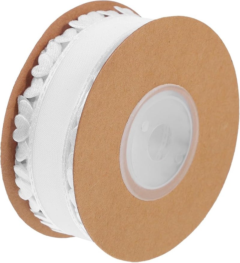 White Double Faced Heart Pattern Ribbon For Wrapping Crafting Home Decor Weddings Holidays - Image 1