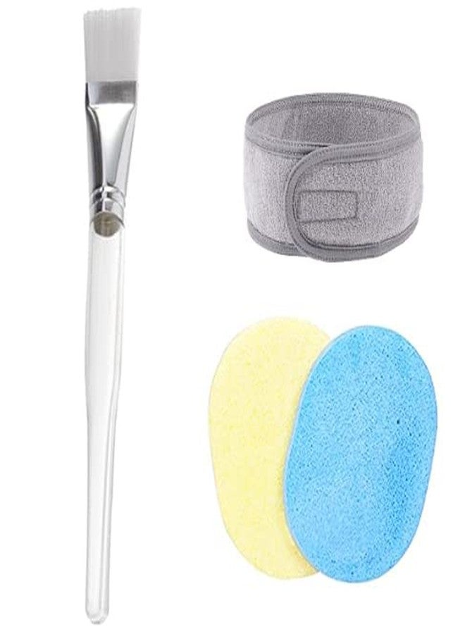 AKADO Professional Facial Cleansing Sponge with Headband and Face Pack Brush Cosmetic Puff Face Care Cleansing Makeup Remover Tools Set (Plastic Brush, Puff, Headband) - Image 1