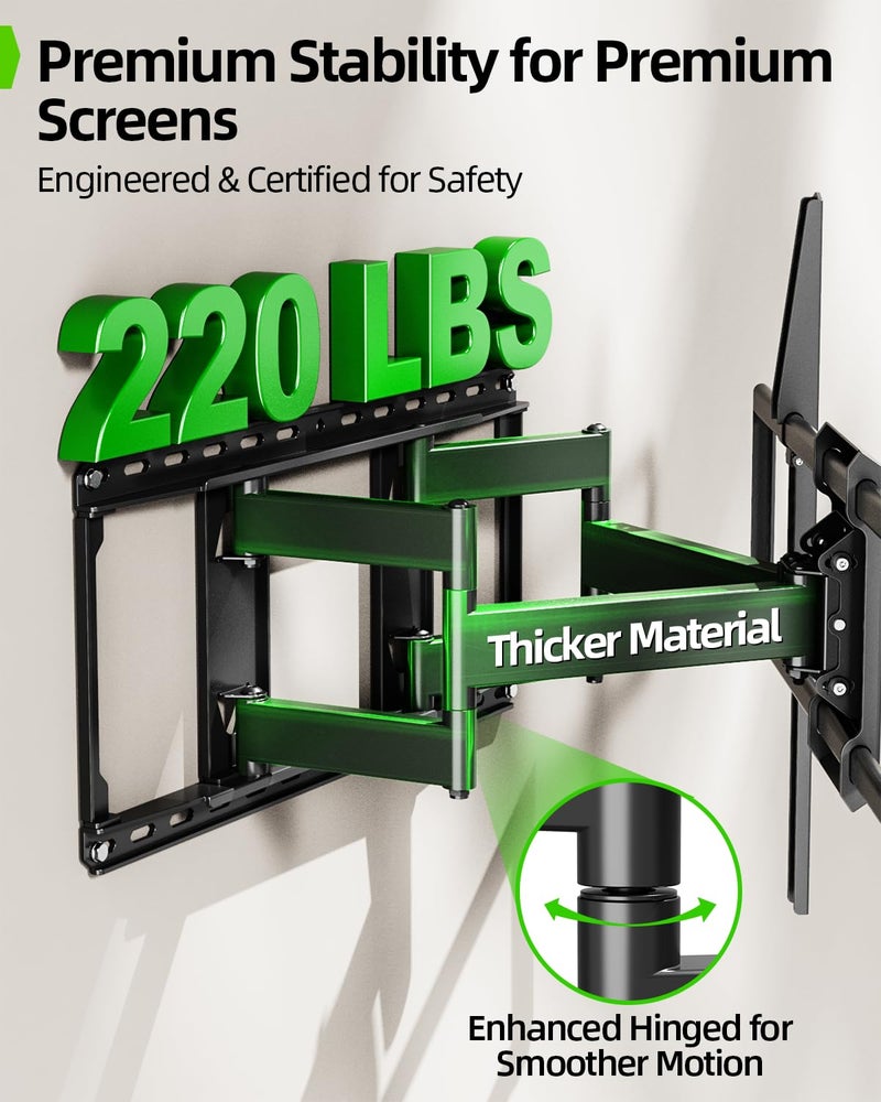 USX MOUNT Heavy Duty Full Motion TV Wall Mount for 60-120 Inch TVs, Holds 220lbs, 28" Extension Wall Bracket, Preassembled TV Mount for 65" 75" 85" 90" 98" 100", Max VESA 900x600mm, Fits 12-24" Studs - Image 2