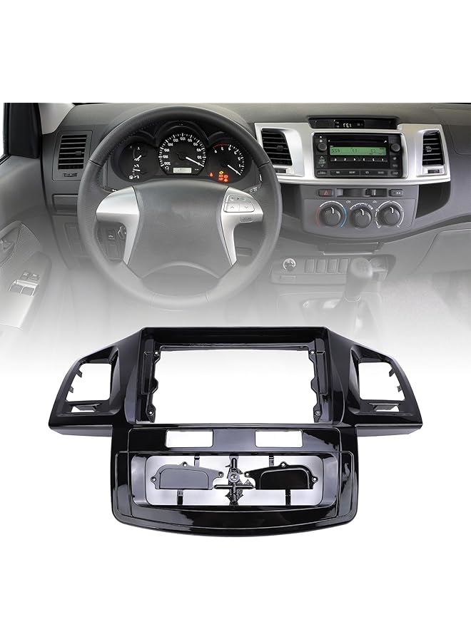 Jiawu Navigation Panel Frame For Hilux 2011 To 2016, 9In Car Radio Fascia Panel, Center Console Navigation Panel Trim Cover, Stereo Audio Bezel Trim, Dashboard Navigation Cover Replace - Image 2