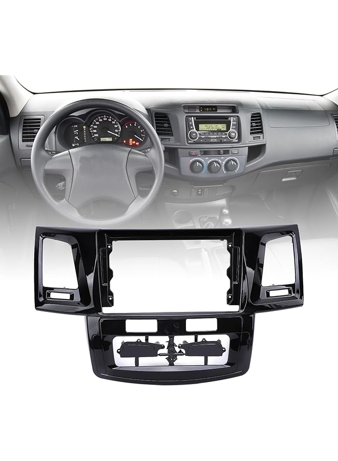 Jiawu Navigation Panel Frame For Hilux 2011 To 2016, 9In Car Radio Fascia Panel, Center Console Navigation Panel Trim Cover, Stereo Audio Bezel Trim, Dashboard Navigation Cover Replace - Image 3
