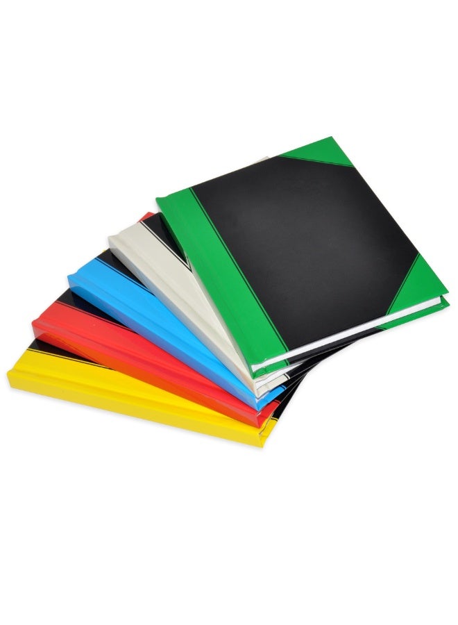 FIS Hard Cover Notebook, 2-Quires A6 5mm Square, Black with Colored Corners, Assorted - FSNB5A62QASST (5-Pieces) - Image 1