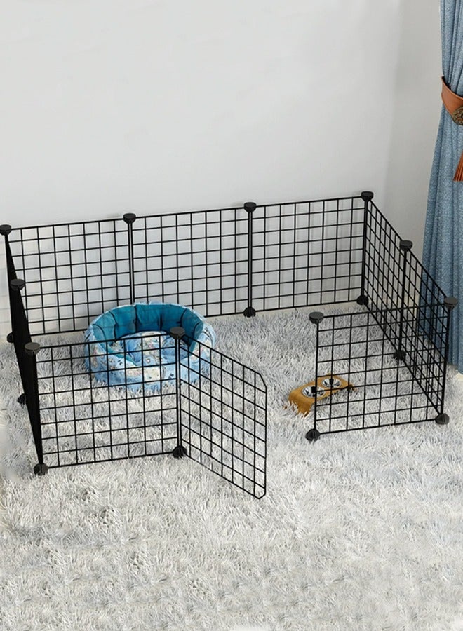 DIY Cat Cage,Metal Wire Dog Crate,Small Animal Pet Playpen with Door, Rabbit Guinea Puppy Kitten Indoor Playpen with Door,Indoor & Outdoor Portable Pet Large Exercise Place,Black - Image 1