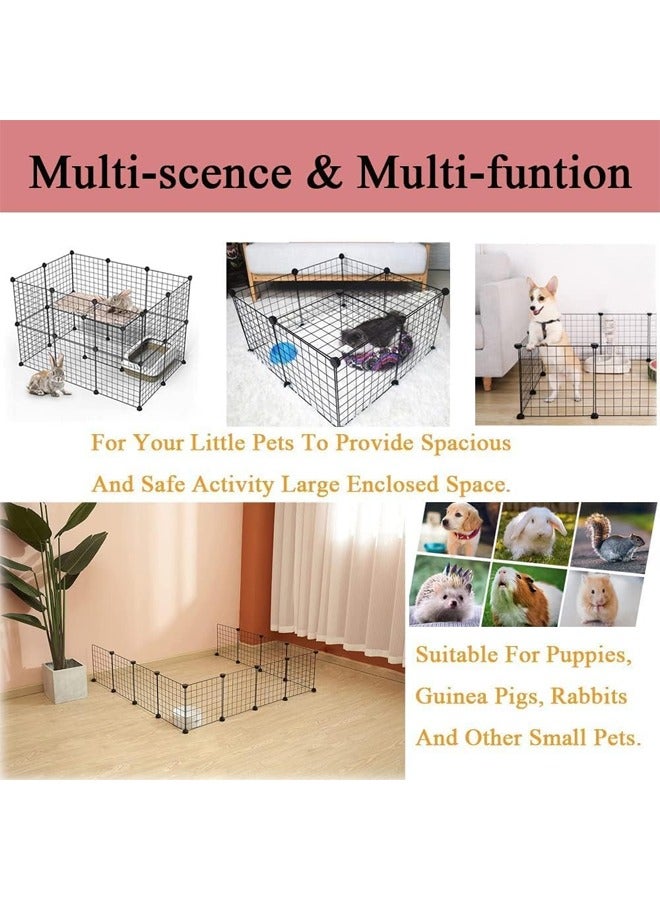 DIY Cat Cage,Metal Wire Dog Crate,Small Animal Pet Playpen with Door, Rabbit Guinea Puppy Kitten Indoor Playpen with Door,Indoor & Outdoor Portable Pet Large Exercise Place,Black - Image 3