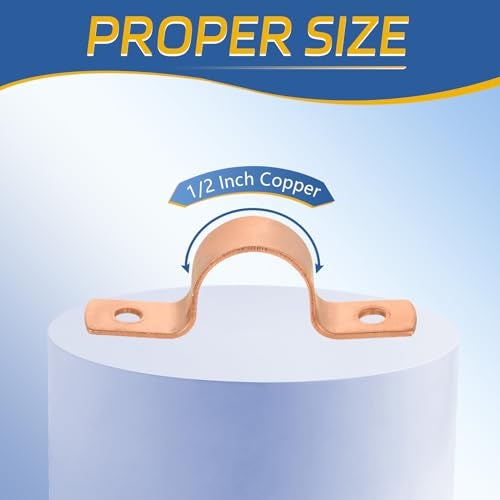 GUOFIS 50PACK GUOFIS 12Inch C x 12Inch C Copper Pipe Straps Clamp with Two Holes TwoHole Clamps Mount for Residential CommercialCOPPER023 - Image 3