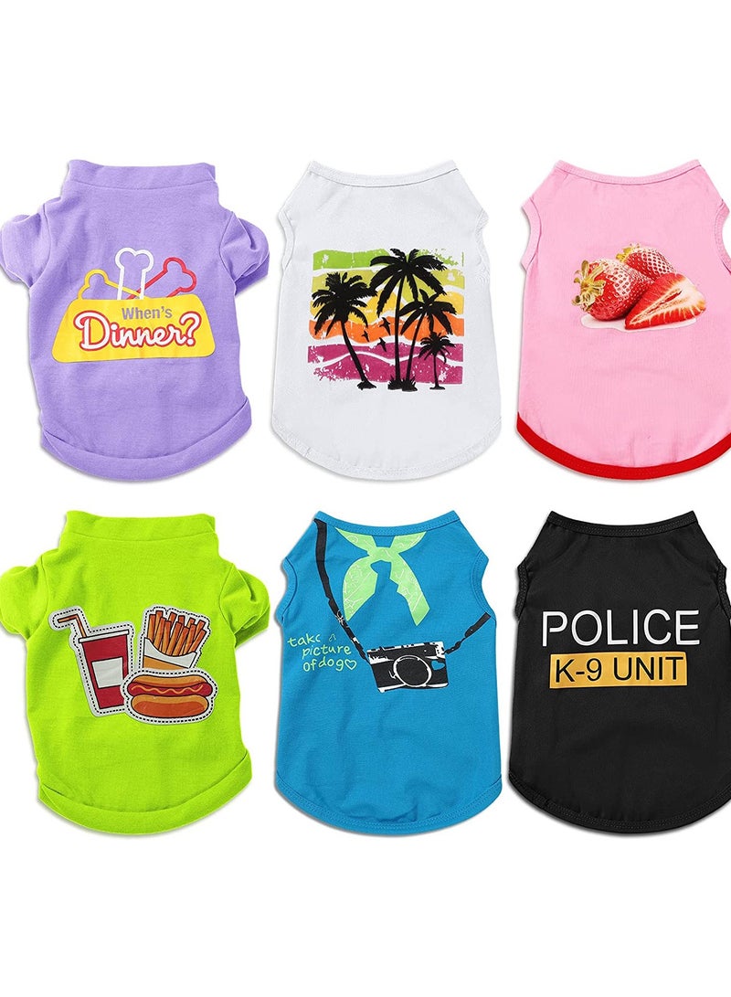 SOLARAE Pet Shirts Casual Printed Puppy Shirts Dog Sweatshirt Cute Dog Clothing Dog Pullover Soft Shirt for Pet Dog Apparel with New Year Bone Coconut Tree Strawberry Hotdog Camera - Image 1