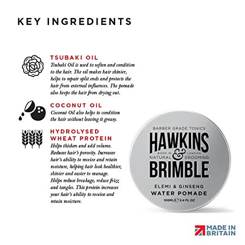 Hawkins & Brimble Strong Hold Hair Pomade for Men, 100ml Water-Based Formula, All Day Firm Hold with Natural Shine, Elemi & Ginseng Scent, Vegan, Easy Wash, Grooming Styling Cream Clay - Image 3
