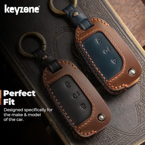 keyzone dual leather key cover for Tata Curvv, Nexon, Harrier, Altroz, Punch, Safari, Tigor, Tiago, Zest, Bolt 3 button flip key (BlackBrown) - Image 4