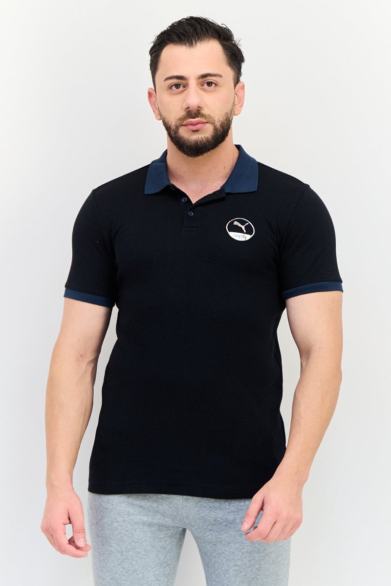 PUMA قميص بولو خارجي قصير الأكمام للرجال من بومة x One8، أسود - Image 1