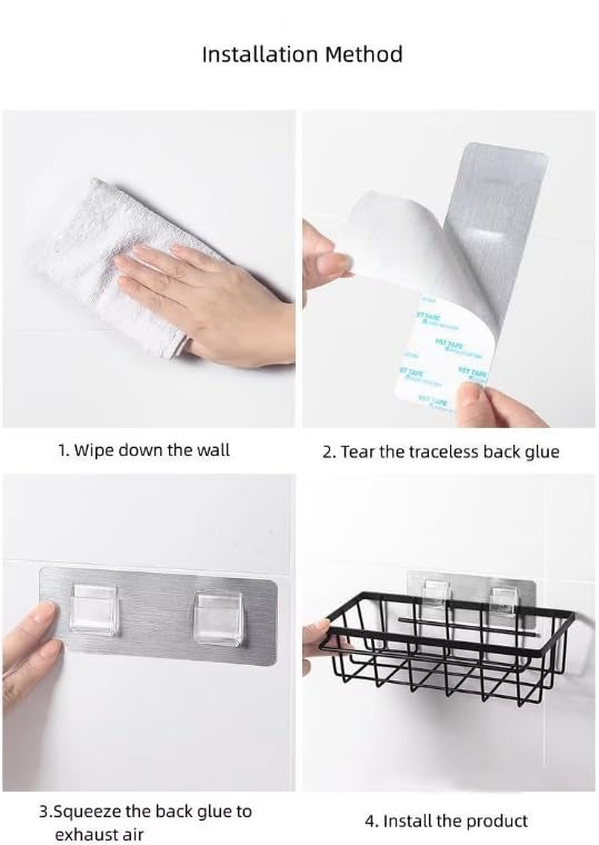 Smart Saver Shower Caddy with Hand Towel Bar, No Drill Wall Mount Adhesive Shower Shelves for Inside Shower,Black Rustproof Premium Shower Organizer for Bathroom,Kitchen Wall - Image 3