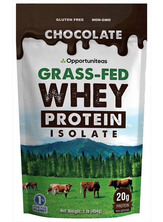 Opportuniteas Grass Fed Chocolate Whey Protein Isolate Powder - 20g Protein Powder Without Artificial Sweeteners, Hormone-Free Cows, Non GMO - 1lb - Image 1