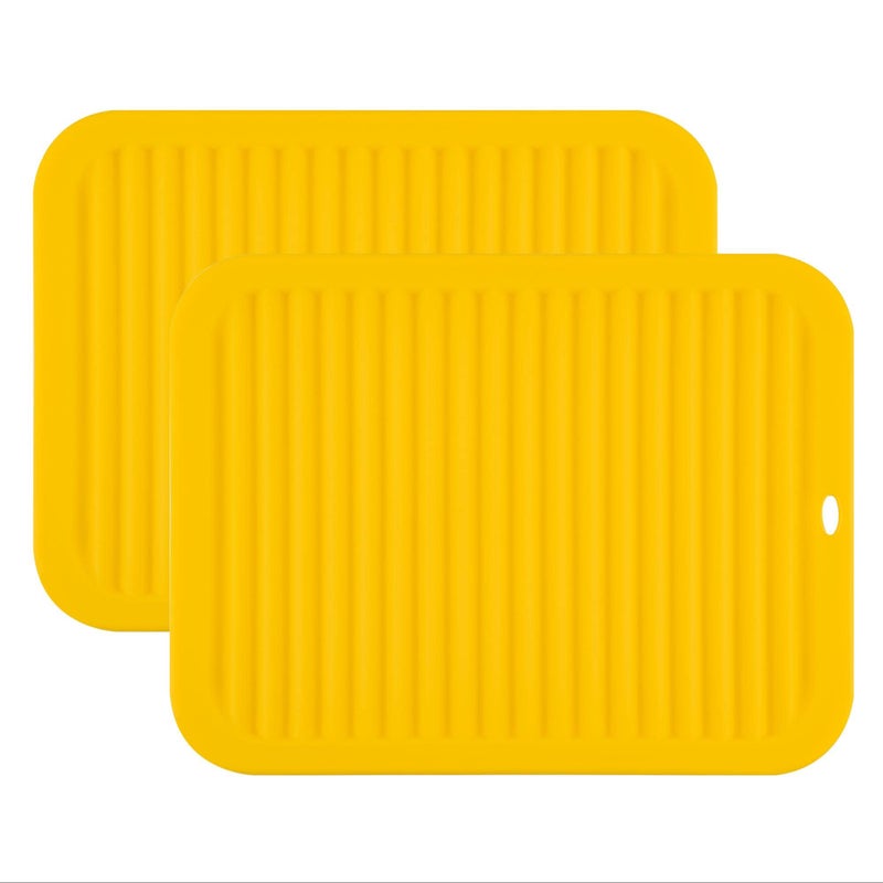 Smithcraft Silicone Trivets Mat Set Smithcraft 9X12 Big Place Mat Hot Pads Kitchen Table Mat Waterproof Set of 2 Non Slip Flexible Durable Dishwasher Safe Color Yellow