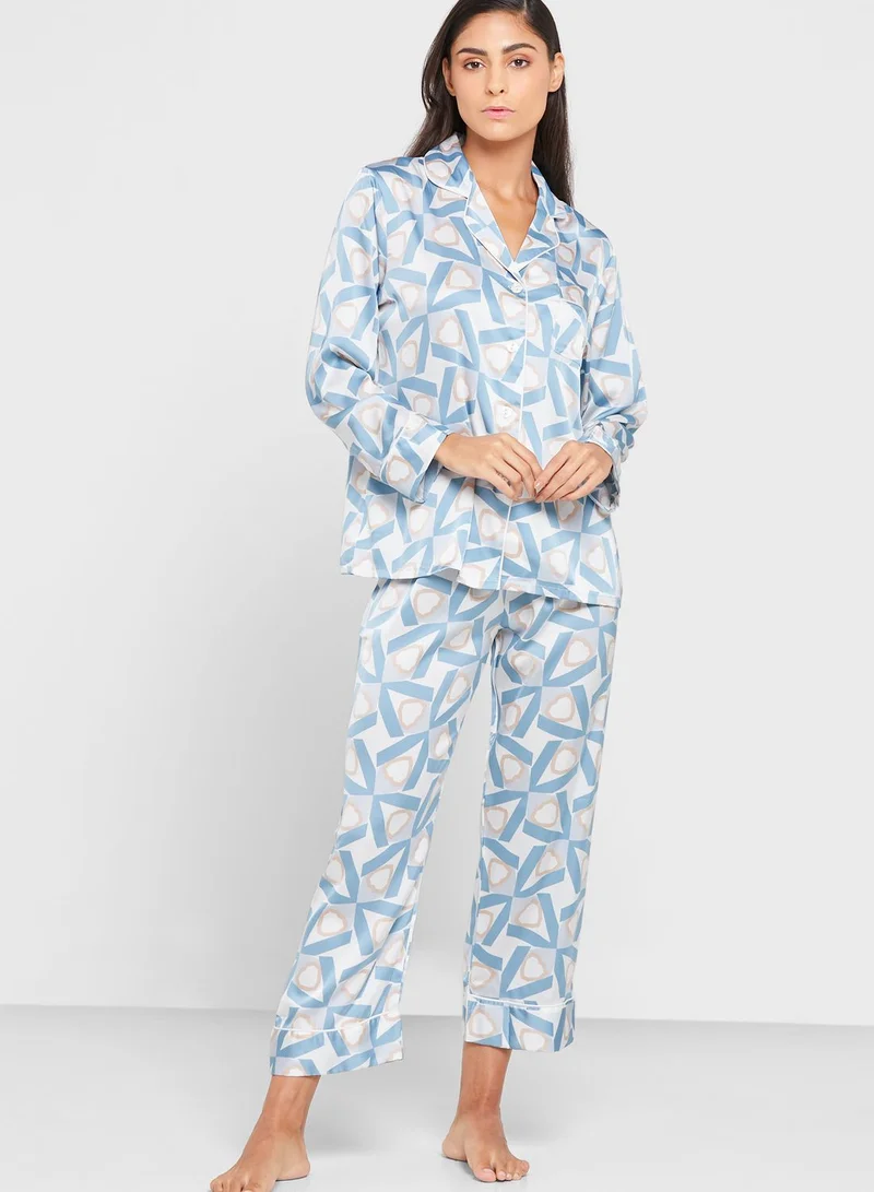 Khizana Printed Blouse And Pants Nightsuit