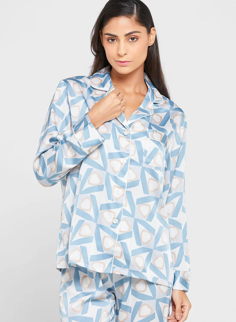 Khizana Printed Blouse And Pants Nightsuit