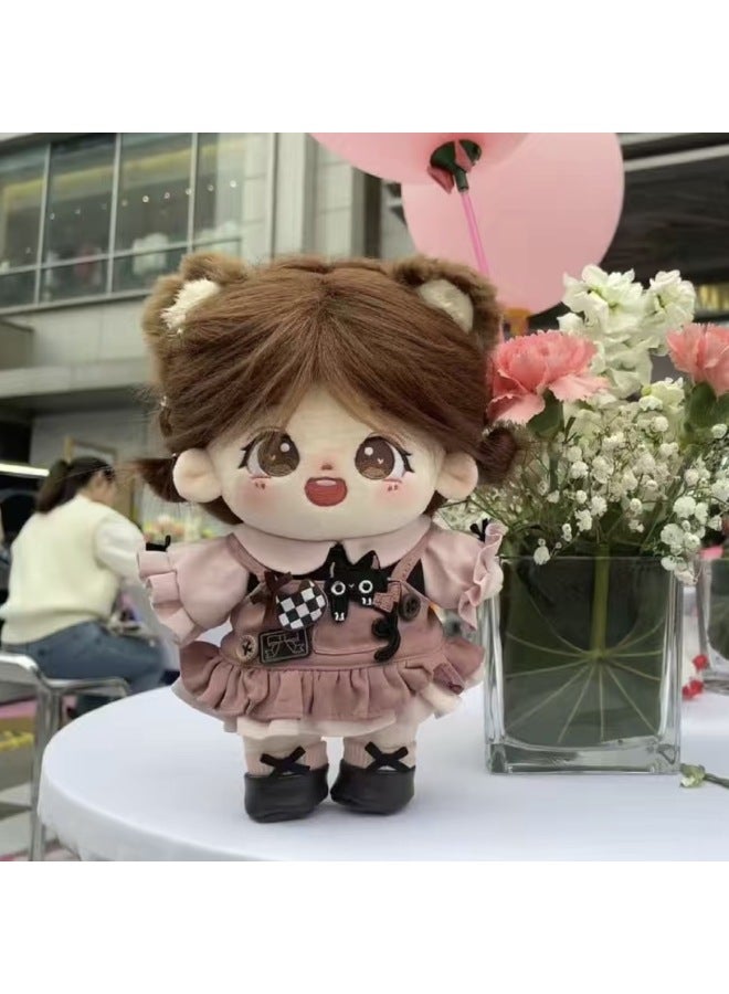 Bear Pile Cotton Doll 20cm Plush Doll No Attribute Girl Cute Dress-up Birthday Gift-Specifications:20cm Without Skeleton-Color:Bear Pile Nude Baby + Hairstyle + Cookie Pie Blue Sweater - Image 4