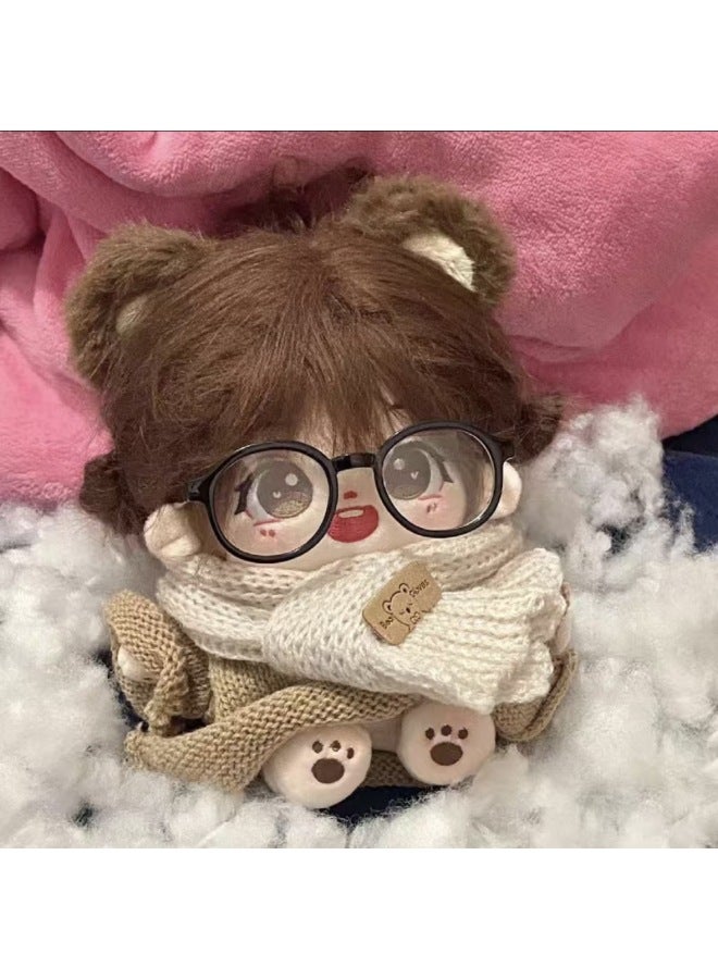 Bear Pile Cotton Doll 20cm Plush Doll No Attribute Girl Cute Dress-up Birthday Gift-Specifications:20cm Without Skeleton-Color:Bear Pile Nude Baby + Hairstyle + Cookie Pie Blue Sweater - Image 3