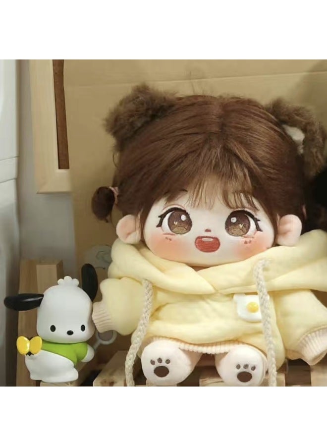 Bear Pile Cotton Doll 20cm Plush Doll No Attribute Girl Cute Dress-up Birthday Gift-Specifications:20cm Without Skeleton-Color:Bear Pile Nude Baby + Hairstyle + Cookie Pie Blue Sweater - Image 2