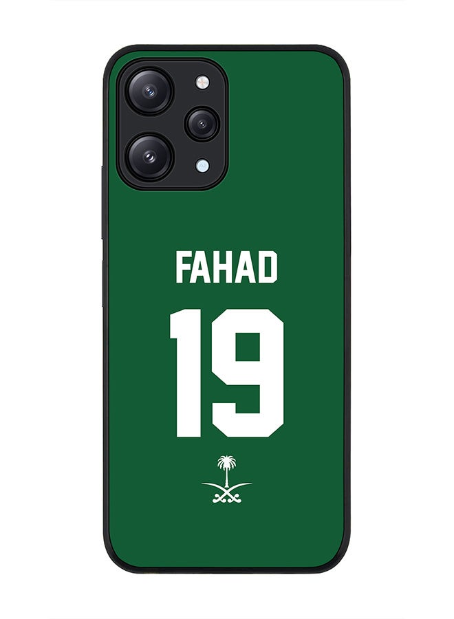 Stylizedd Rugged Black edge case for Xiaomi Redmi 12 4G, Slim fit Soft Case Flexible Rubber Edges Anti Drop TPU Gel Thin Cover -  Football Team - Saudi Arabia, Player Name - Fahad - Image 1