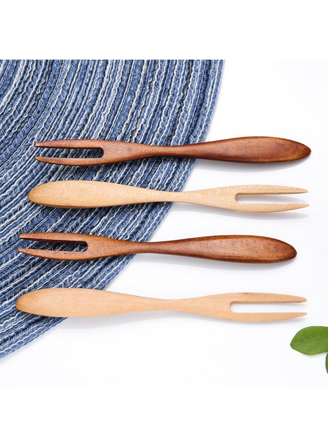 Lotus Wood Mini Fruit Fork Dessert Shop Wooden Fork Tableware Wooden Children Spoon Fork Western Restaurant Wholesale-Color:DM-3150 Lotus Green Paint 12 * 1cm  - Image 4