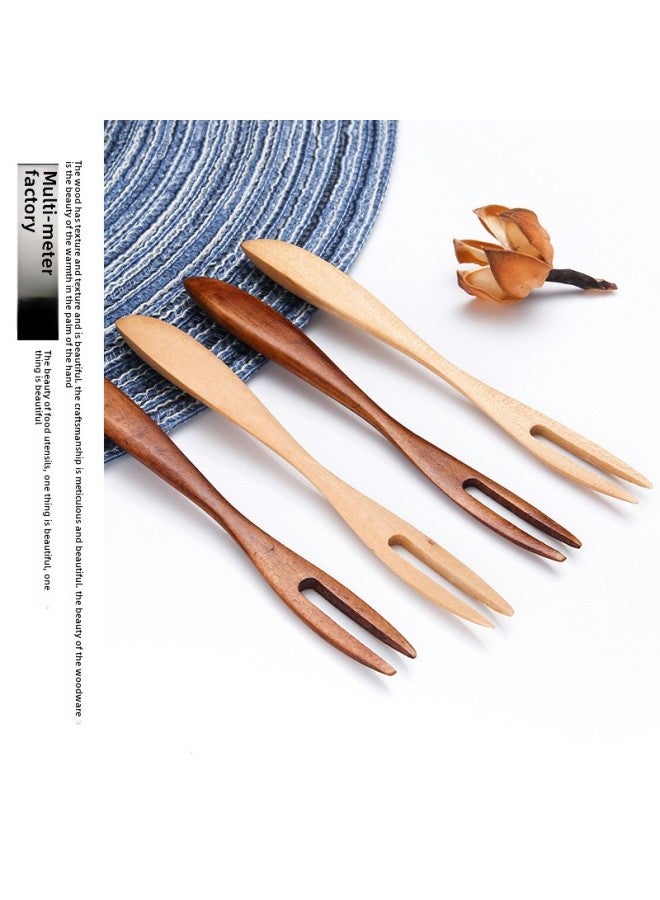 Lotus Wood Mini Fruit Fork Dessert Shop Wooden Fork Tableware Wooden Children Spoon Fork Western Restaurant Wholesale-Color:DM-3150 Lotus Green Paint 12 * 1cm  - Image 2