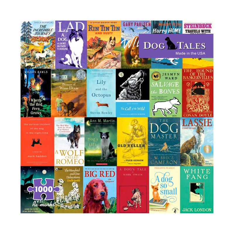 Re-marks â€œDog Talesâ€ Literary Collage Puzzle, 1,000-Piece Jigsaw Puzzle for All Ages - Image 1
