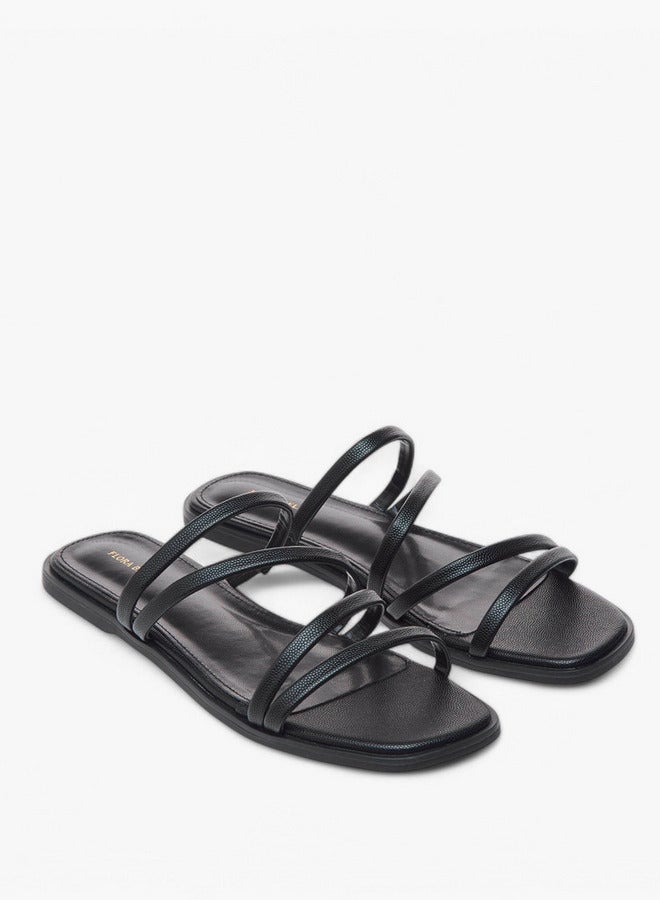 Flora Bella By Shoexpress Textured Slip-On Flat Sandals  - Image 1