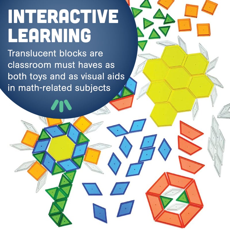 Constructive Playthings Translucent Pattern Blocks, Light Table Manipulatives, STEM Toys, Sensory Play, Create, Build and Design, Color Exploration, Set of 147 Blocks, Toys for Kids 3 Years and Up - Image 4