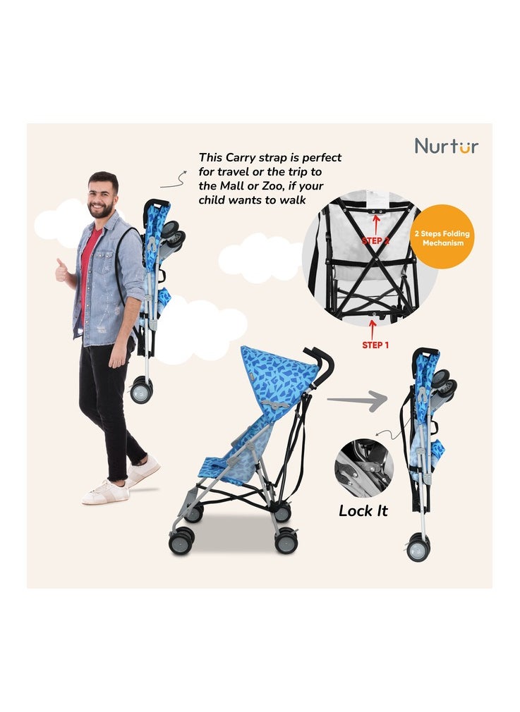 Nurtur Rex Buggy Stroller Multicolor Lightweight Stroller with Compact Fold Canopy Shoulder Strap 6 to 36 monthsMulticolor Official Product  - Image 4
