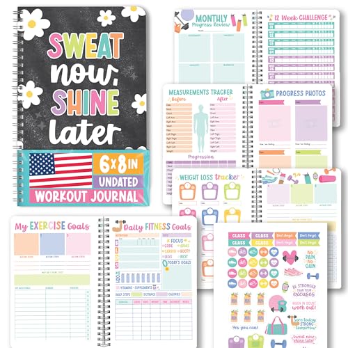 Hadley Designs Fitness Journal for Women - Workout Journal for Women, Fitness Planner for Woman, Workout Log Book, Undated Gym Journals & Exercise Journals, Health Notebook, Graduation 2026 Gifts - Image 1