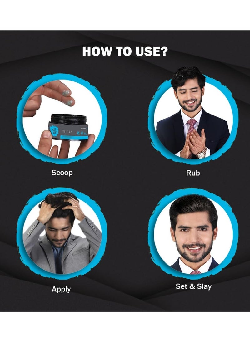 SET WET Hair Wax For Men - 60 g - Strong Hold, Perfect Slick & Shiny Wet Look, Easy Wash Off - No Paraben, Sulphate and Alcohol  - Image 2