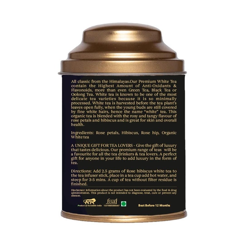 Botanical Sage شاي الأعشاب - شاي الورد والهيبسكوس الأبيض 50غ (عبوة من 2) | مختار | شاي فاخر | شاي هيمالايا الأبيض بتلات الورد والهيبسكوس وورد الورد - Image 4
