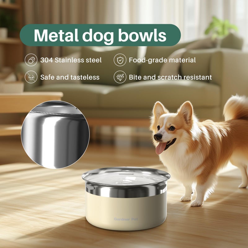 Gardner Pet Dog Bowls 1 Gallon (3.85L) Stainless Steel No Spill Water Bowl, Slow Water Feeder Metal Dog Bowls, Spill Proof Water Dispenser for Large Dogs, Promotes Healthy Hydration(White) - Image 5
