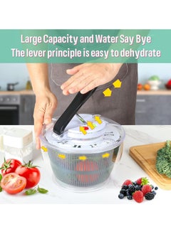 Arabest 5L Salad Spinner, Multifunction Manual Salad Spinner, Lettuce Dryer and Vegetable Washer, BPA Free, Vegetable Washer Spinner Dryer, For Salad Greens, Lettuce, Fruits and Vegetables  - Image 2